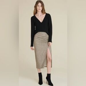 LIKE NEW Veronica Beard Tamil Ruched Plaid Midi Skirt